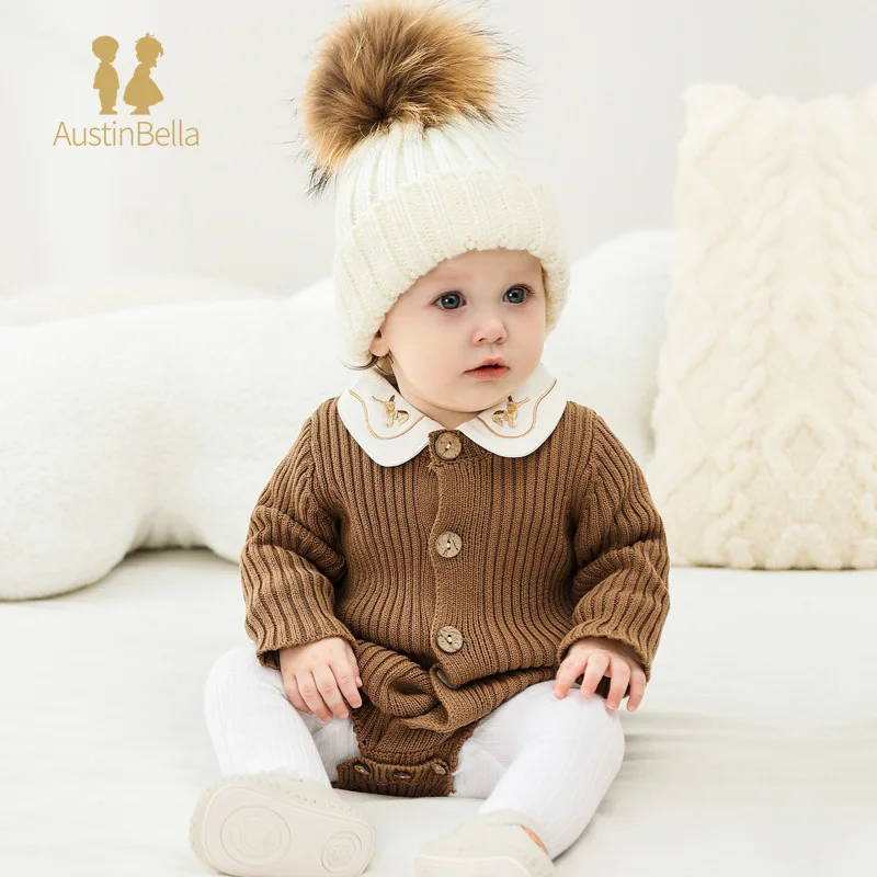 0-24m warme Bodys Baby kleidung Neugeborene Jungen Mädchen Strick Stram pler Herbst Winter Frühling Langarm Knopf Overall Kleidung