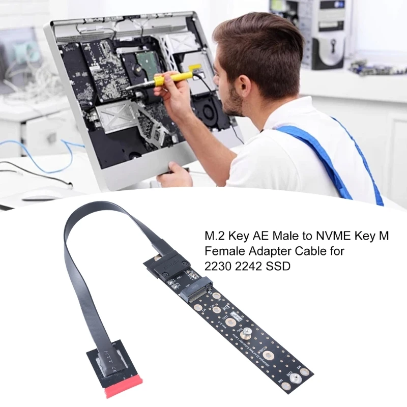 NGFF M.2 Key A+E Male To Key M Female Board Adapter with Cable KEY A+E to NVME for 2230 2242 2260 2280 M.2 NVME SSD