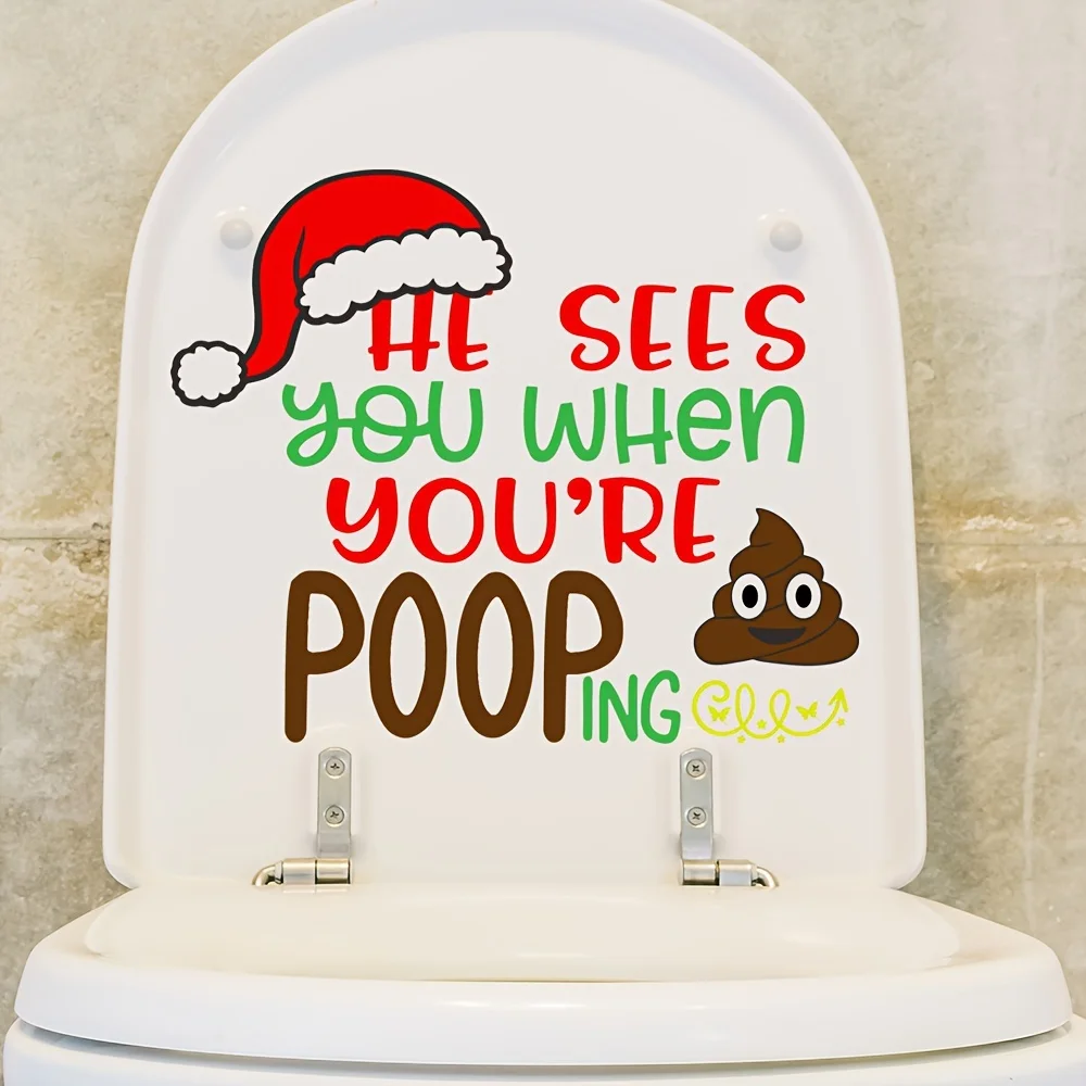 A creative Christmas hat letter pattern sticker, toilet lid decoration sticker, toilet water tank self-adhesive sticker