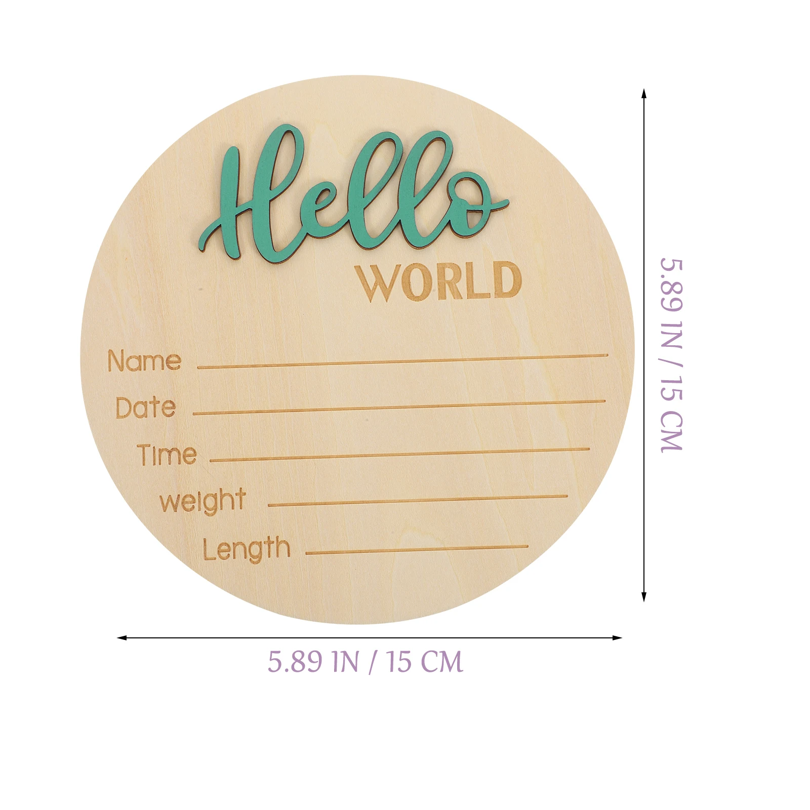 

Wooden Birth Announcement Sign Round Baby Name Sign for Newborn Infant Birth Record Weight Information Photography Prop Craft