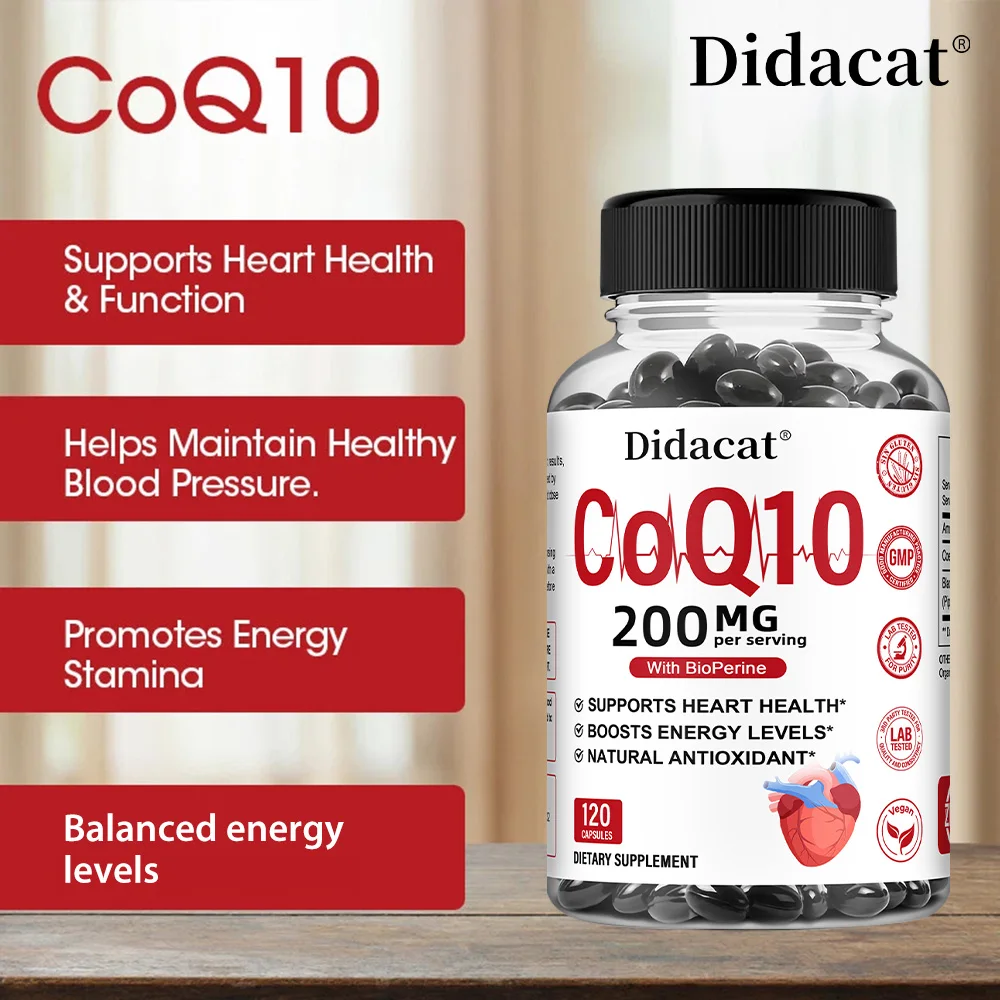 

High Absorption Coenzyme Q10 200 Mg Capsules - Antioxidant, Support for Brain, Heart, and Energy Health, 120 Capsules