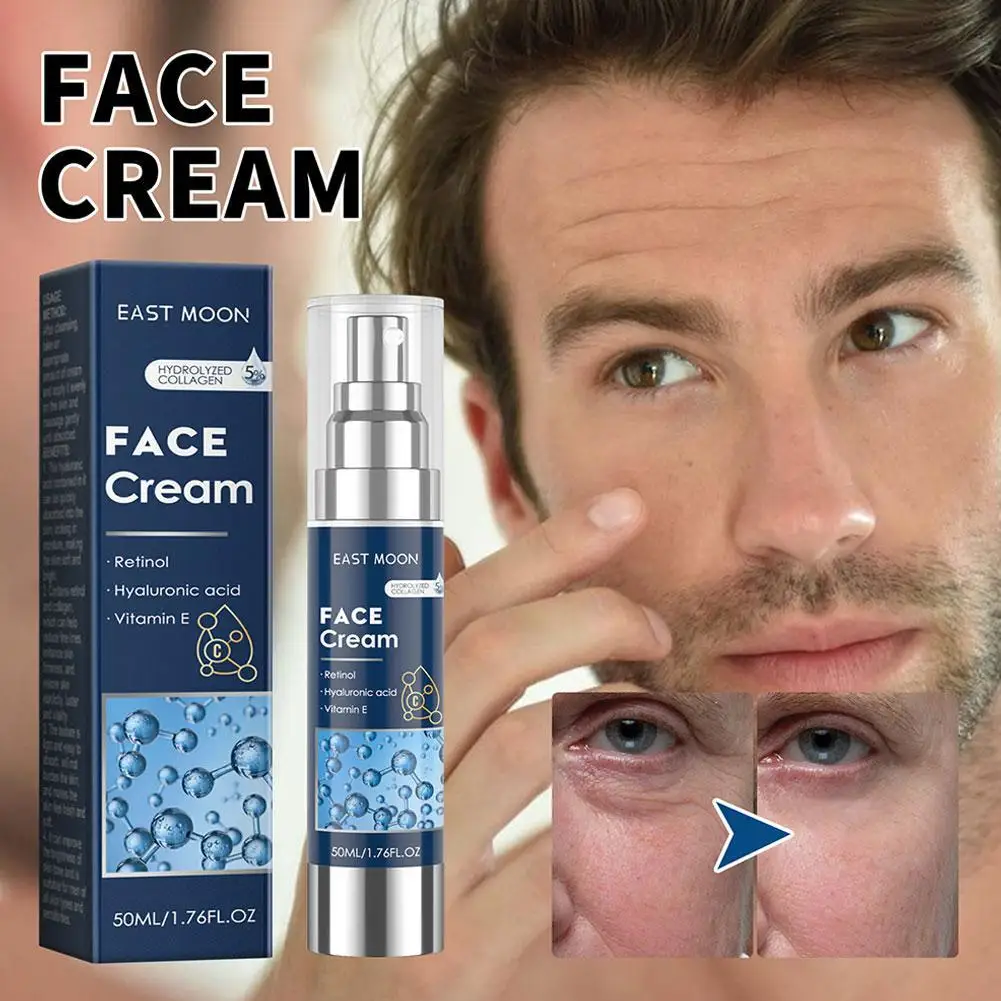 Creme facial de colágeno masculino alto ha anti-envelhecimento creme portátil anti creme cuidados com a pele hidratante rosto retinol hidratante rugas w1f9