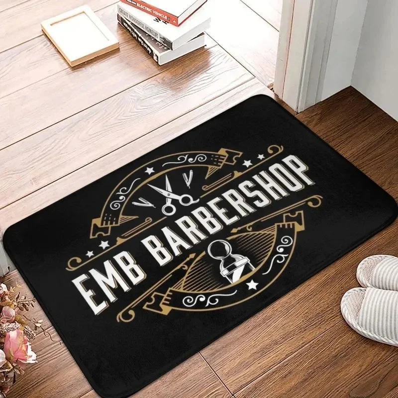 Custom Barber Shop Sign Doormat Mat Barbershop Decorations Anti-Slip Welcome Front Door Mat Washable Hallway Balcony Rugs Carpet