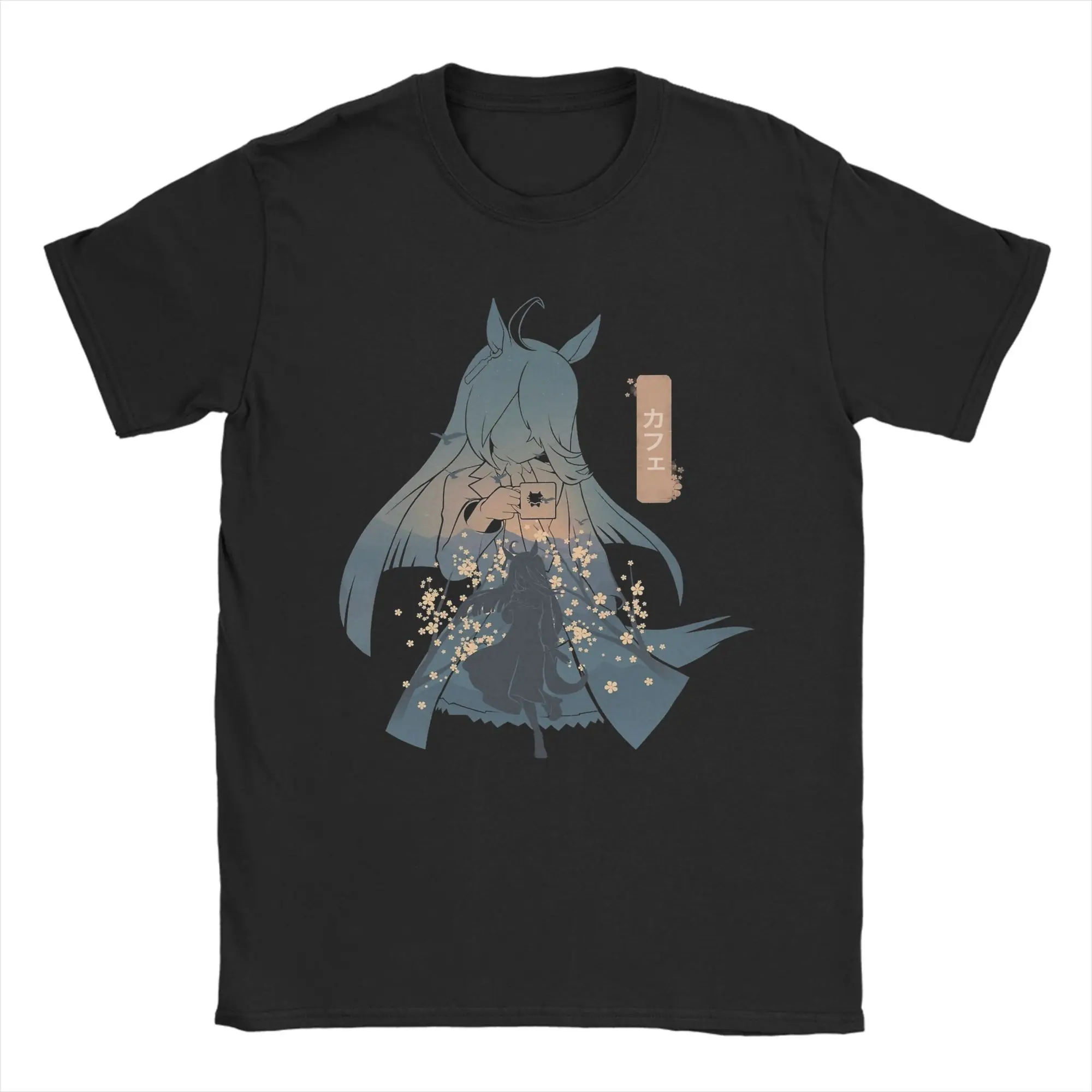 Image of Manhattan Cafe Uma Musume Anime T-Shirts für Herren, modisches Baumwoll-T-Shirt, Rundhalsausschnitt, kurzärmelig, T-Shirts in Übergröße