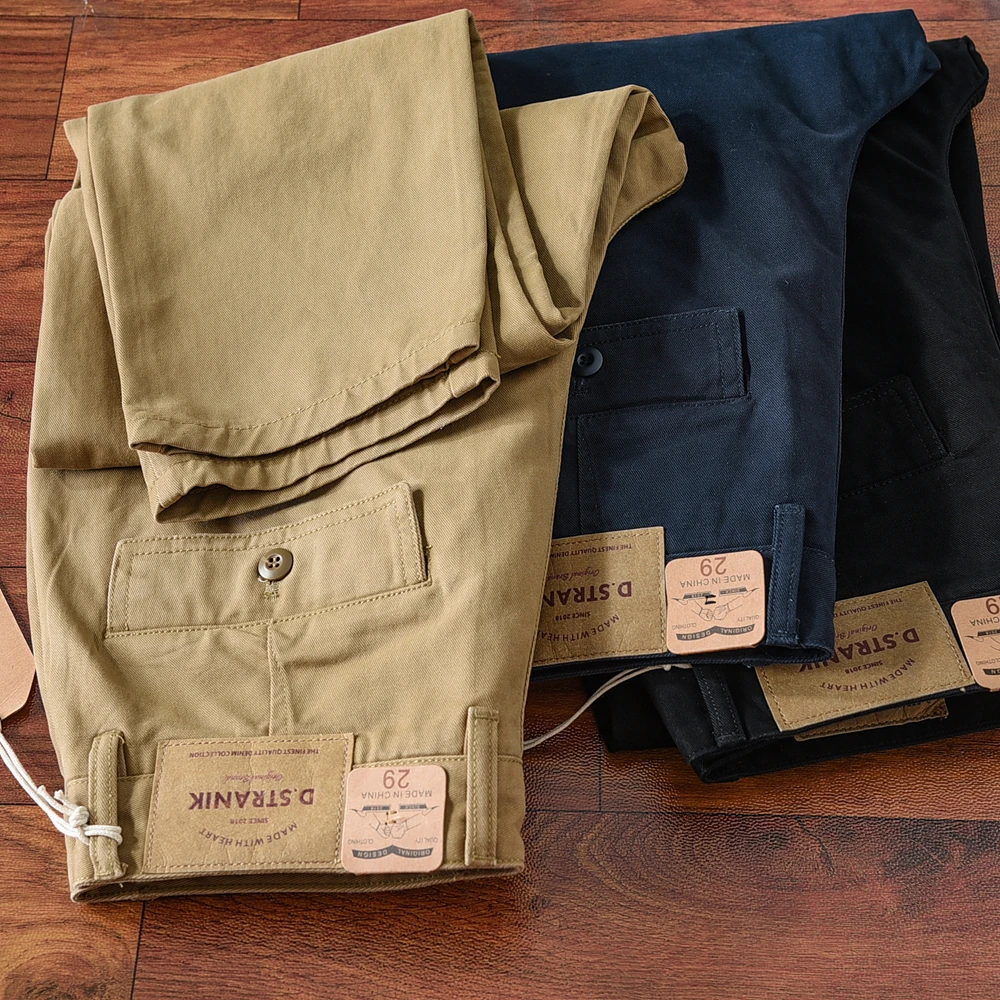 

Retro Men's Pure Cotton Workwear Casual Pants Straight Leg Waed Spring Autumn New Sle Breathable Thiened Winter Trousers