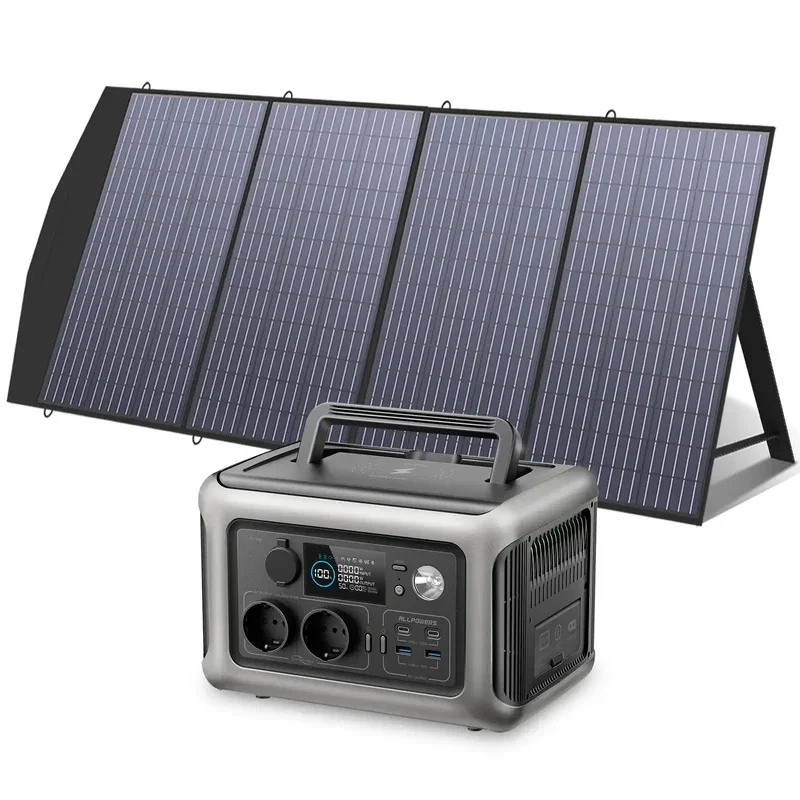 For R600 Solar Generator with Solar Panel included, 600W 299Wh LiFePO4 Portable Power Station with Solar Charger for Camp