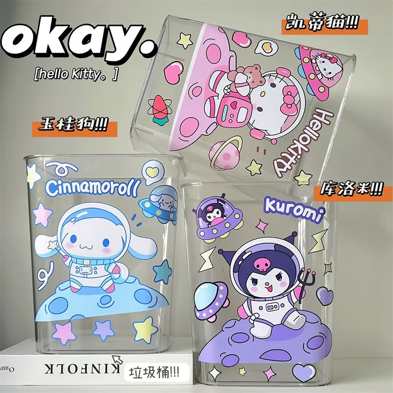 Sanrio Diy Kosz Na Śmieci Cinnamoroll Kuromi Kawaii Cute Cartoon Anime Kuchnia Sypialnia Biuro Duża Pojemność Zabawki Do Przechowywania Śmieci