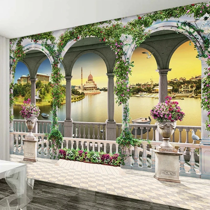 Custom 3D Wallpaper European Roman Column Nature Landscape Mural Living room sofa TV background wall bedroom restaurant Hotel 8d