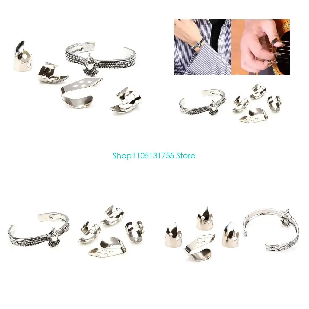 

K0EF Finger Pick Plectrum with Bracelet Thumb Finger Guitar Picks Finger Protector