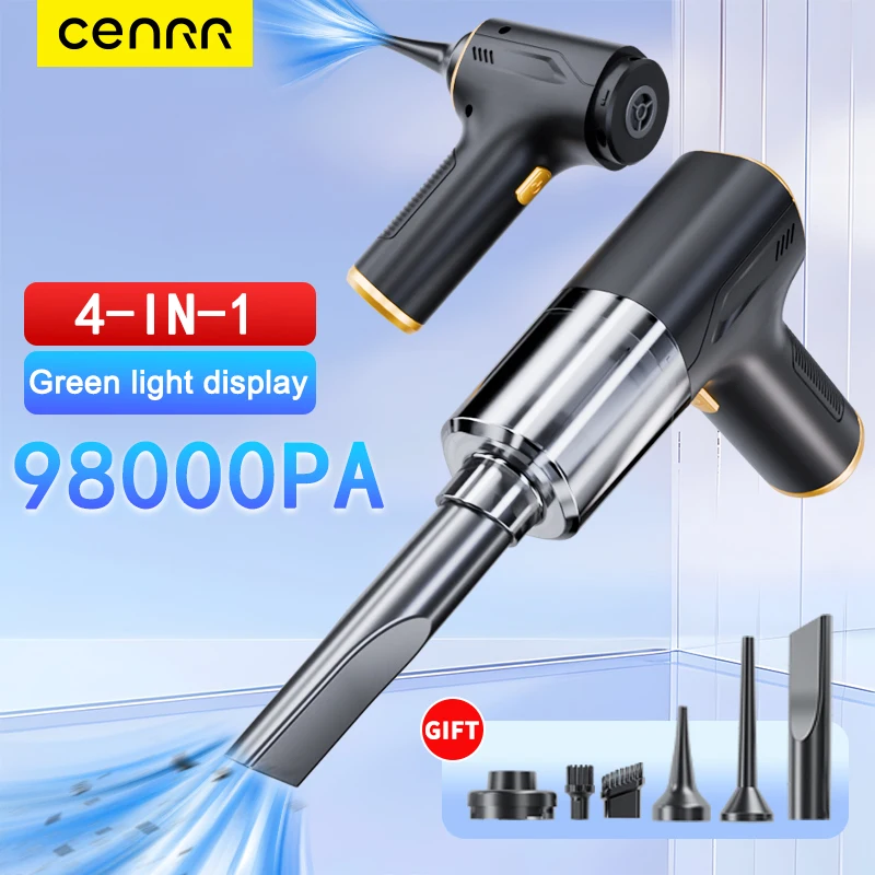 CENRR 98000PA Car Vacuum Cleaner Portable Wireless Cleaner Powerful Strong Suction Handheld Cleaning Machine for Home Appliance