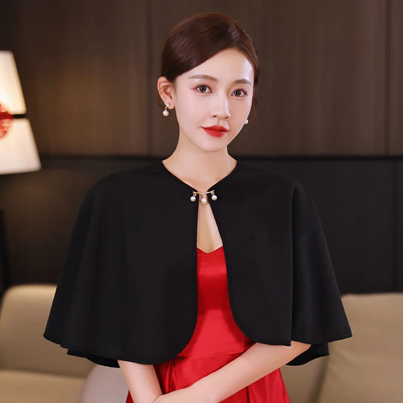 Korean Solid Chiffon Sunscreen Shawl Women\'s Wedding Dress Cardigan Female Summer Thin Cape Outer Jacket Neck Guard Cloak R34