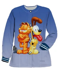 Uniforme de enfermería con bolsillo para mujer, cárdigan de manga larga con botones, chaqueta de dibujos animados, uniforme clínico de enfermera, abrigo de médico