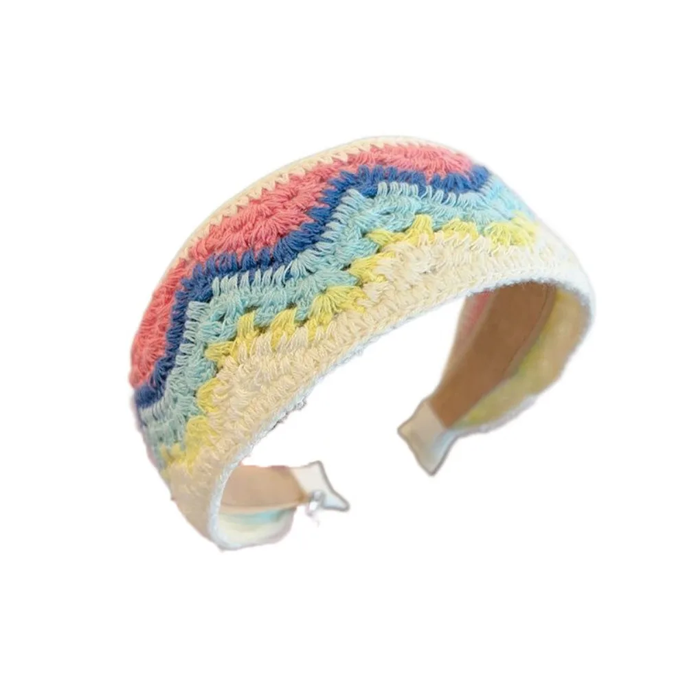 

Cute Colorful Knitted Kids Headband Crochet Knit Woolen Wide Hair Hoop Ethnic Style Headwear Children Hair Band Daily