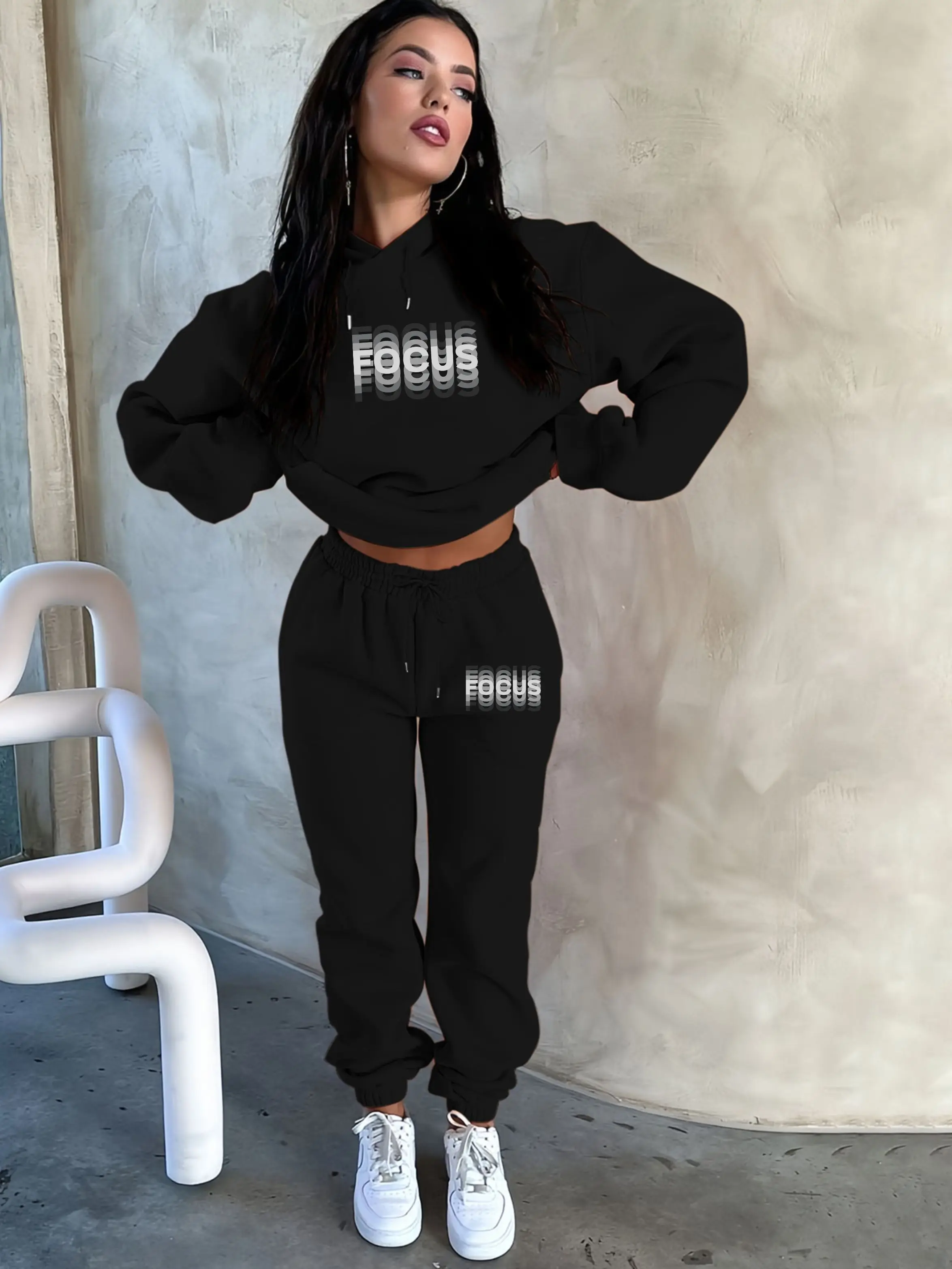 Female Winter Warm Fleece Thick 2Pcs Set Comfort Casual Sports Tracksuit Women Fashion Two Piece Sweatshirt Pants Suit Daily