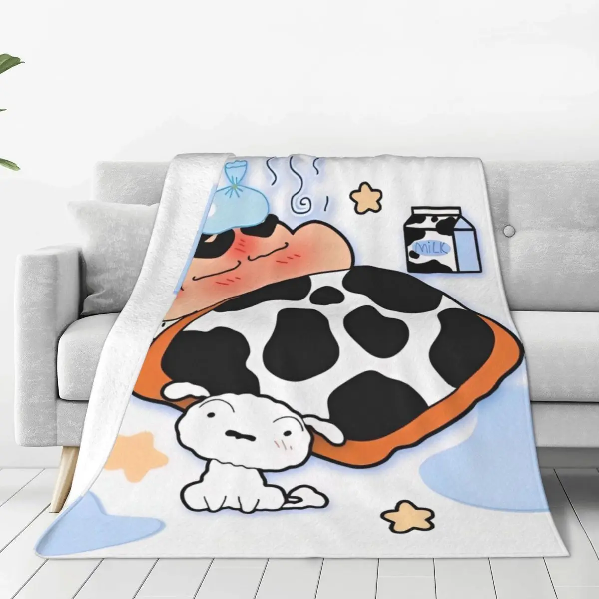 Cobertor Quente para Meninos e Meninas Cobertor de Lance Flanela Anime Engraçada, Colcha para Quarto, Capa de Sofá-cama Confortável, Crayon Shin-chan