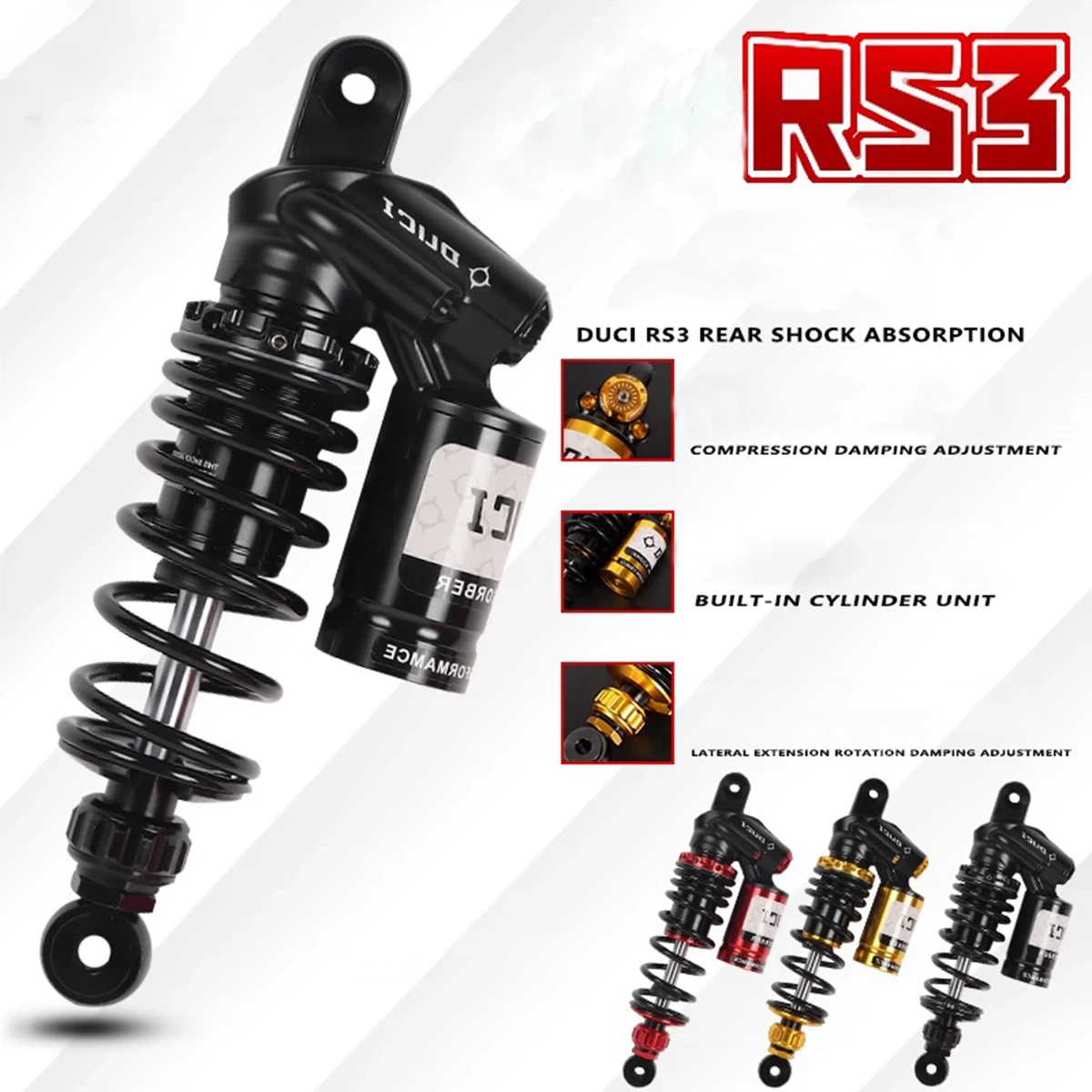 Universal 265mm-290mm Motorcycle Rear Double adjust CNC Damping Shock Absorber For Honda Yamaha 125 Dirt Bike Gok Niu Wildfire