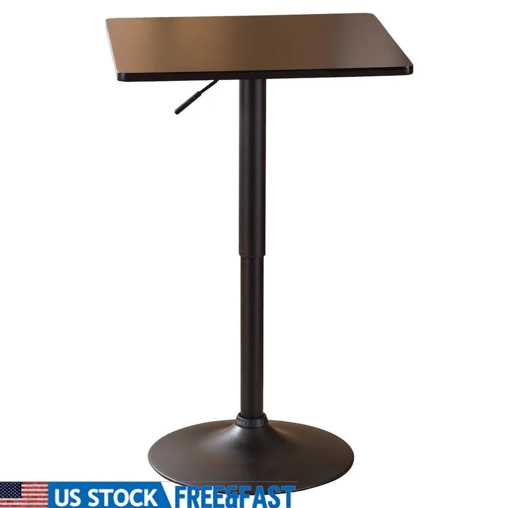 

Adjustable Height Bar Table Round Black Wood Metal Pneumatic Gas-Lift Modern Home Furniture Assembly Required 24 Inch Diameter
