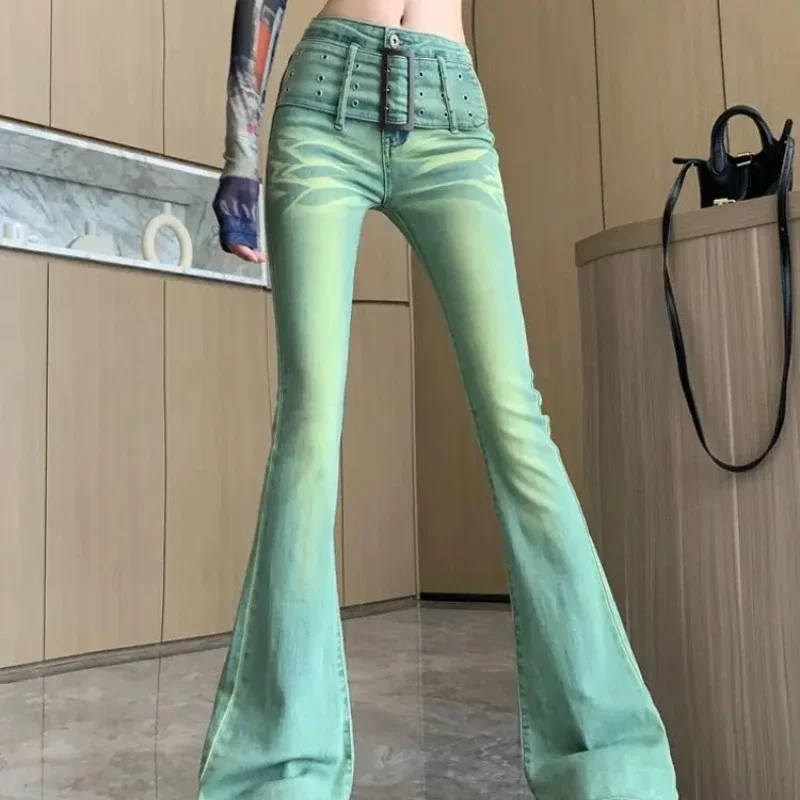 Women's Flared Jeans South Korea Bell Bottom Trousers  High Waist Shot Vintage Chic and Elegant Cool CheapCowboy Pants for Woman