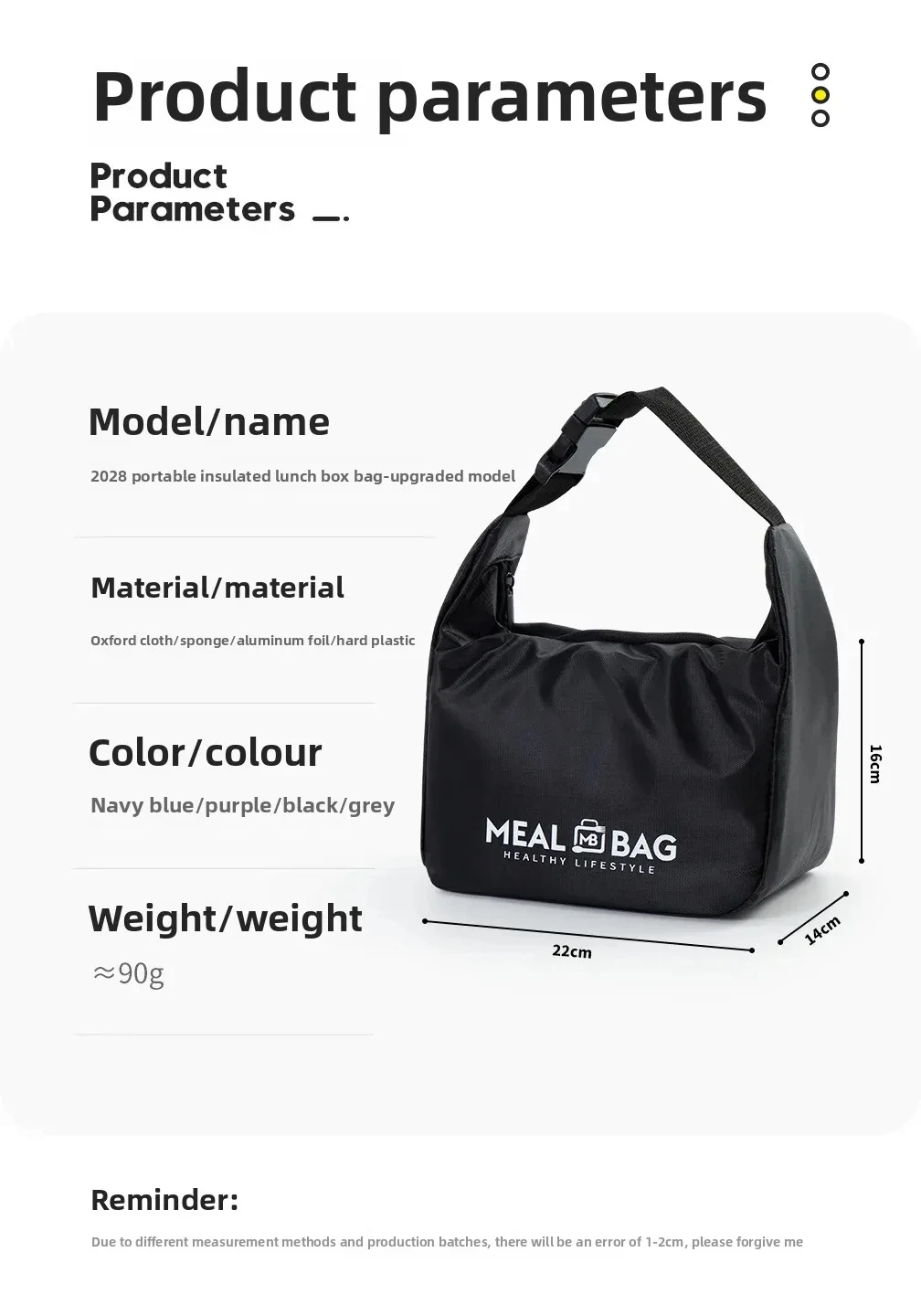 Isolierte wasserdichte Lunchtasche mit verdickter Aluminiumfolie, tragbare tragbare Thermo-Lunchbox für Büroangestellte und Studenten – Detail 1
