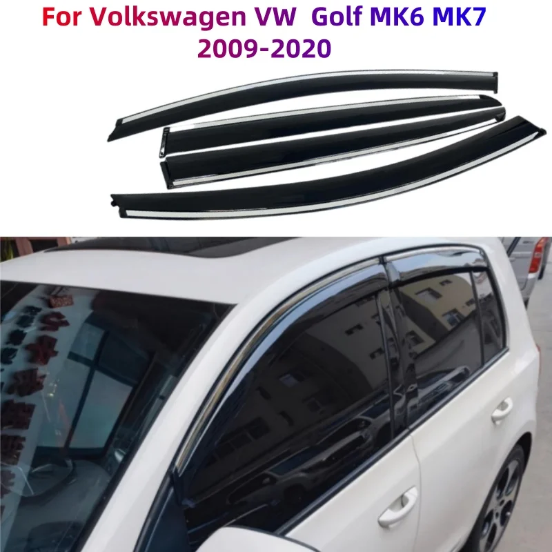 

For VW Golf 6 7 HB 2009-2020 Window Visors Rain Guard Side Vent Deflector Weathershield Moulding Trim Car Styling Accessories