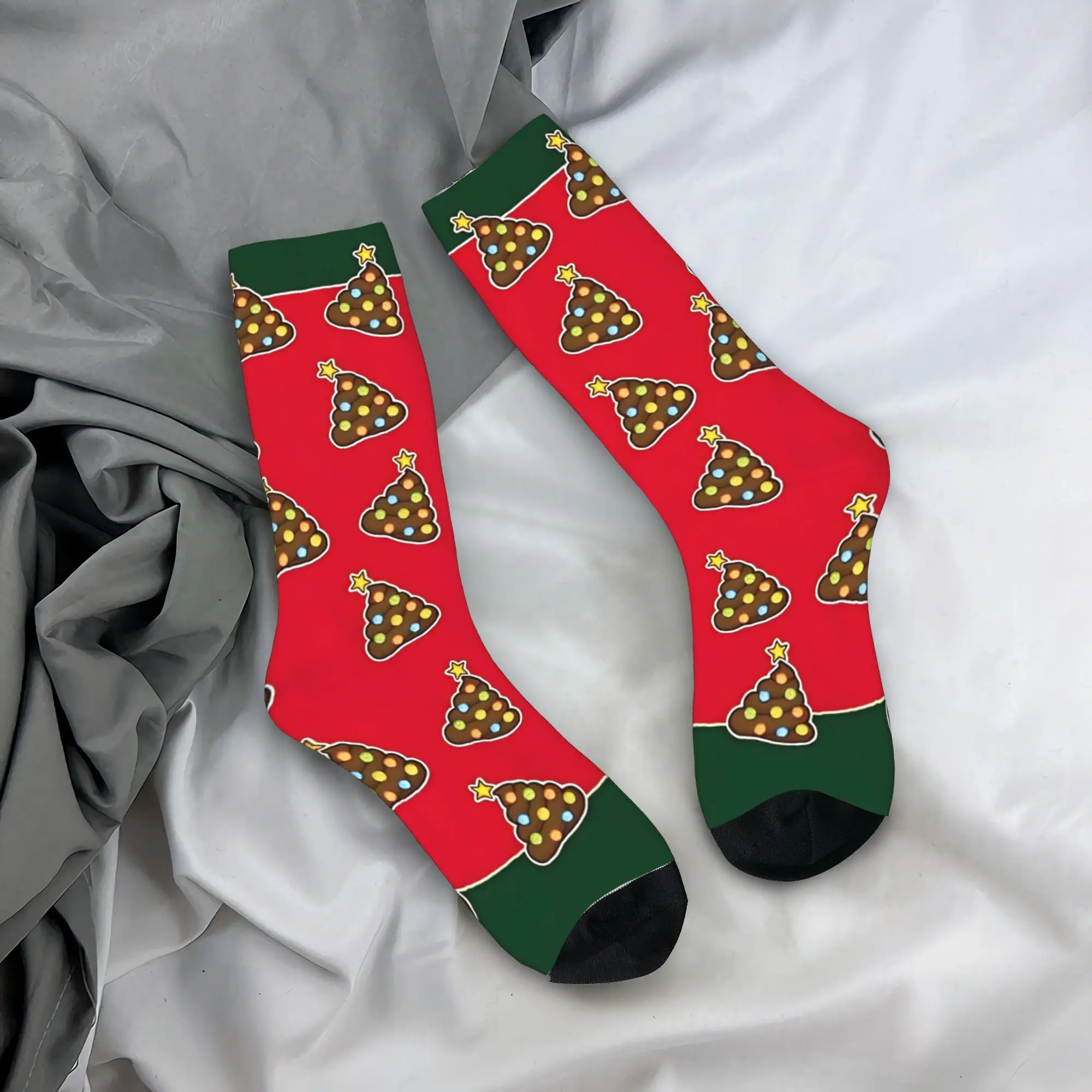 Poop Decorated Christmas Tree Festive    Socks  Non Skid Stockings Men Soft Running Sports Socks Winter Funny Design Socks
