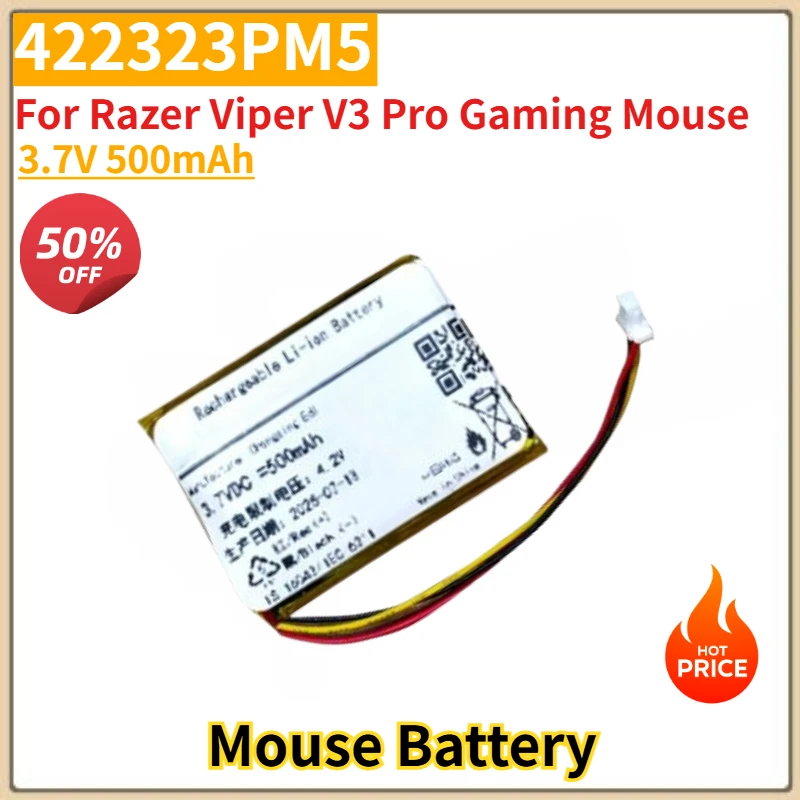 

422323PM5 High Quality Mouse Battery 3.7V 500mAh For Razer Viper V3 Pro Gaming Mouse Brand New Replacement Battery