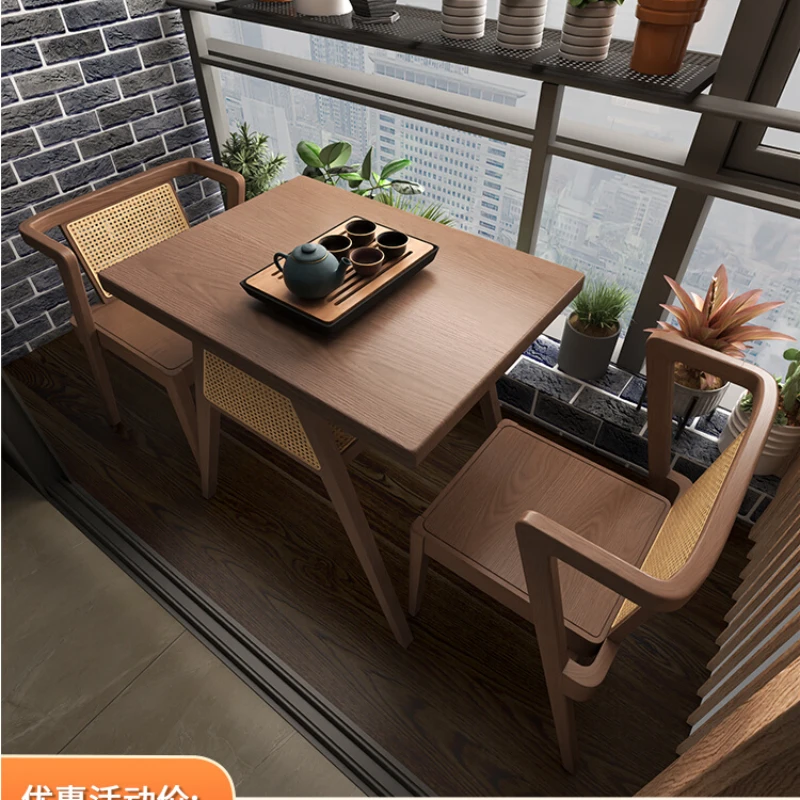 

Balcony small table and chair three-piece combination, leisure rattan chair, net celebrity one table and two chairs, simple soli