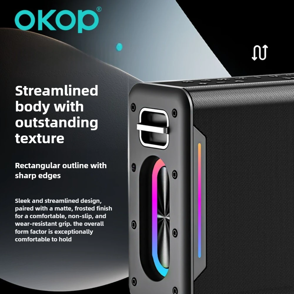 OKOP سمّاعات بلوتوث، مكبر صوت موسيقي لحفلات المهرجانات، مكبر صوت كبير الحجم خارجي، مكبر صوت محمول، ميكروفون AI مكبر صوت USB TF