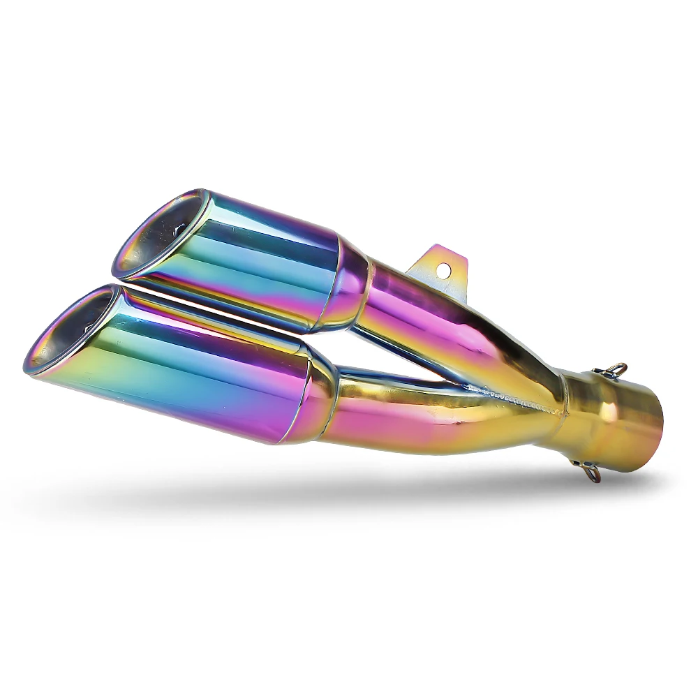 

STLF Universal Motorcycle Double Hole Exhaust Stainless Steel Modified Exhaust Muffler for Z900 GSXR750 R6 R3 ER6N XMAX FZ6