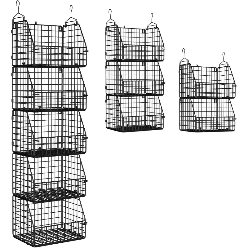 Stackable Wire Storage Baskets for Kitchen Closet Pantry, Hanging Closet Organizers Storage Shelves Organization, Wall Mount