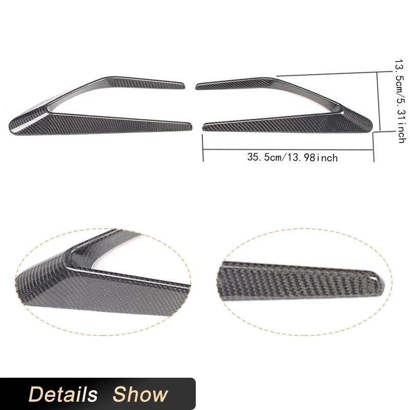 Front Side Fender Vents Scoops for Mercedes Benz C Class W205 C63 AMG 4 Door 2015-2017 Front Side Fins Splitters Carbon Fiber