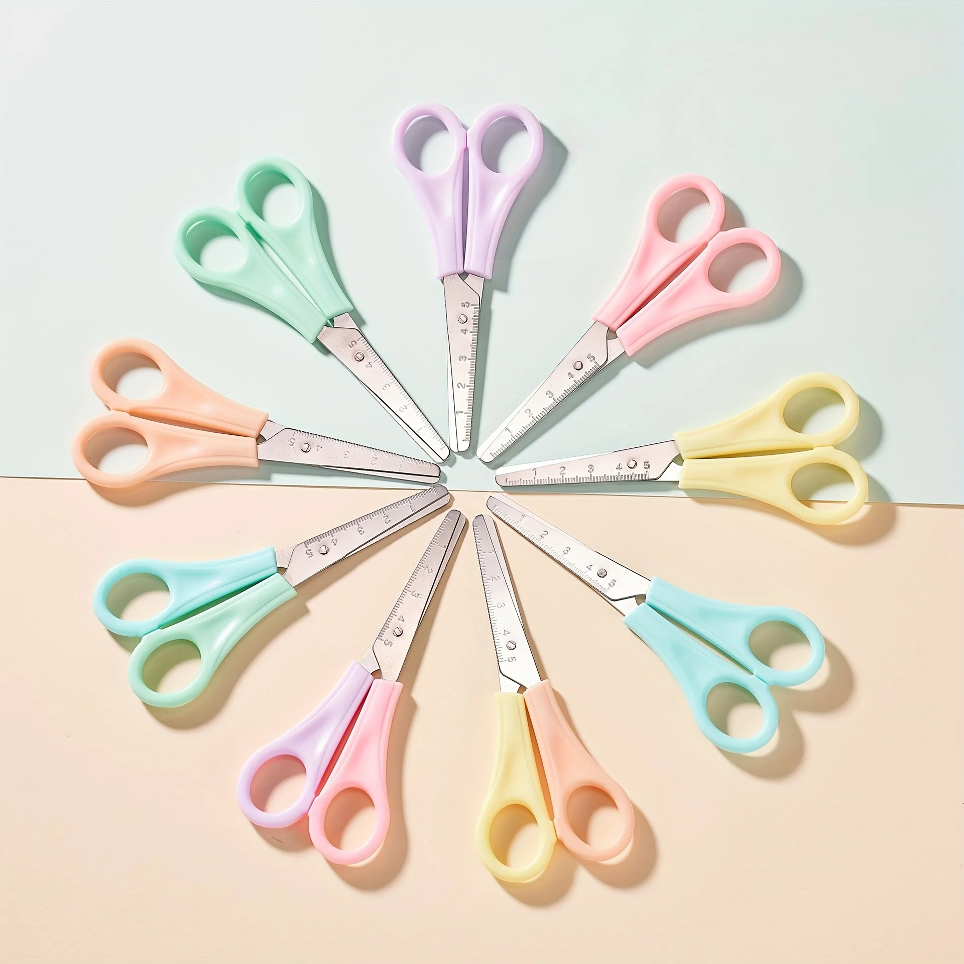 1pc Colorful Ruler With Scale Scissors Office Scissors Student DIY Handmade Scissors Household