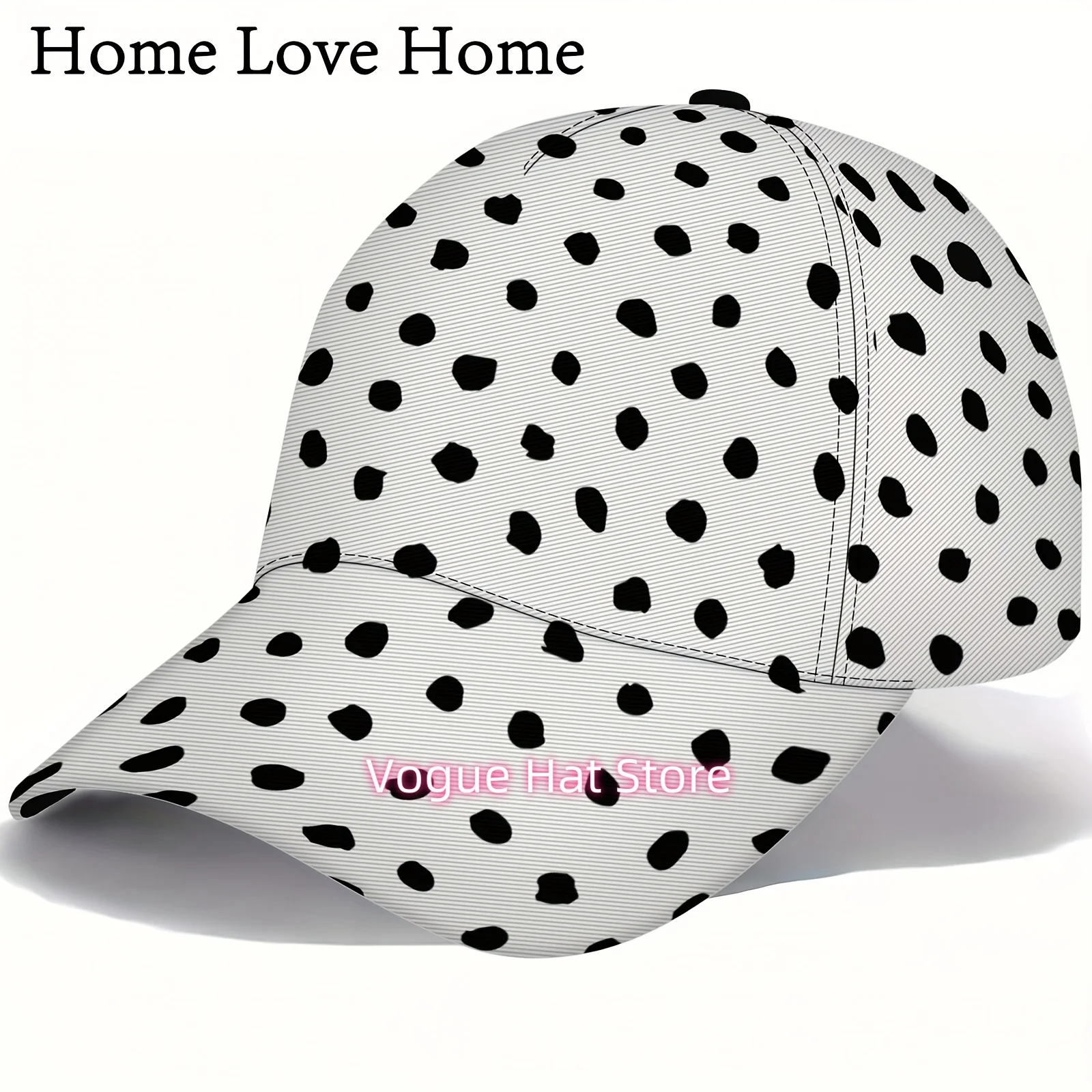 1pc Black Polka Dot Baseball Cap - Unisex Bohemian Style Lightweight 100% Polyester, Machine Washable Casual Outdoor Sports Runn