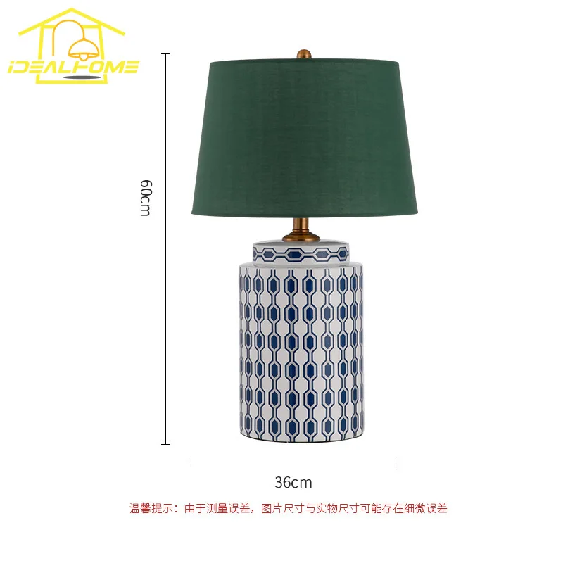 Amerykańska Luksusowa Niebiesko-Pomarańczowa Ceramiczna Lampa Stołowa LED E27 Minimalistyczna Nowoczesna Lampka Biurkowa Do Sypialni Salonu/Pokoju Modelowego Lampka Nocna Hotelowa