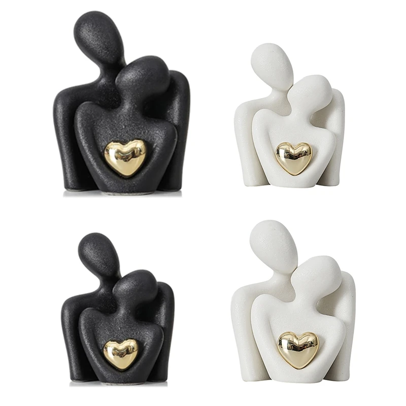 Mini Couple Statue Abstract Sculpture Tv Stand Decor Home Decor Knick Knacks Couples Love Office Show Pieces Black B