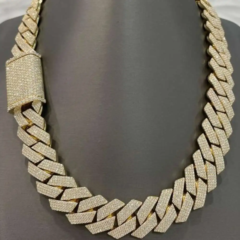 Luxury Wholesale Men Yellow Gold Necklace Hip Hop Fine Jewelry Plated Curb Cuban Link Chain for Men Indian Manufacturer