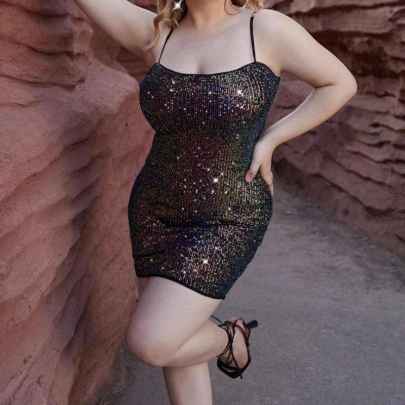 

Dress Sexy Hip Wrap Spice Girl Sequin Plus Size Skinny Dress