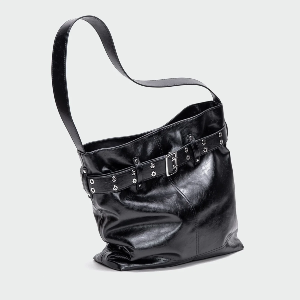 

Fashion Ladies big Tote Women Bucket Bag Fashion Belt Designer Pu Leather Shoulder Bag Large capacity Simple Handbags black