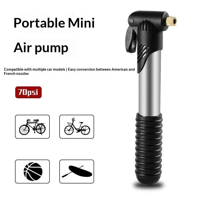 Bicycle Mini Pump Portable Air Tire Inflator 120PSI Handheld with Bracket for Mountain Road Cycling Tools