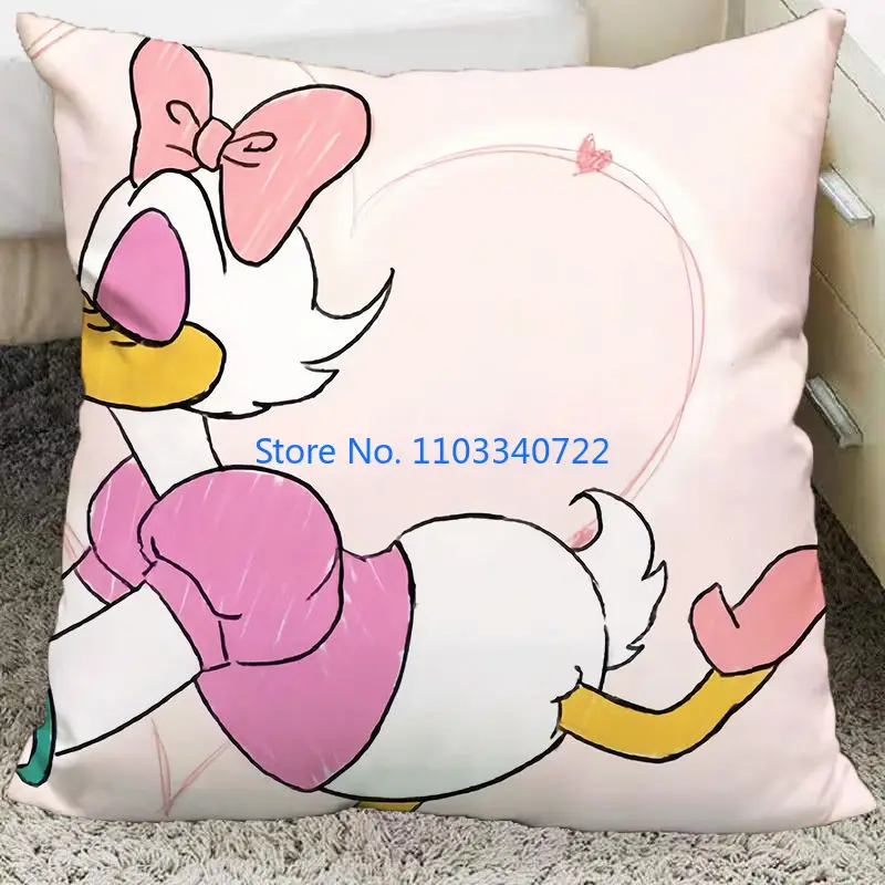 Peripheral Custom Donald Duck Cartoon Cushion Cover Plush Pillowcase Pillow Case Sofa Car Home Decor 45x45cm Kids Birthday Gift