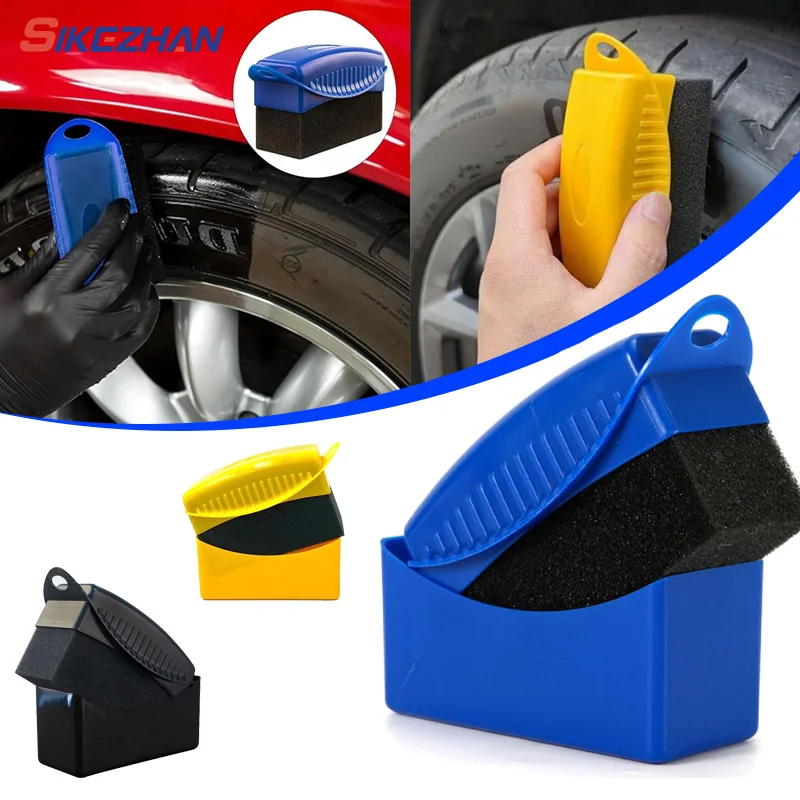 Car Wheel Polishing Waxing Sponge Brush With Cover ABS Washing Cleaning Tire Contour Dressing Applicator Pads Detail Accessories