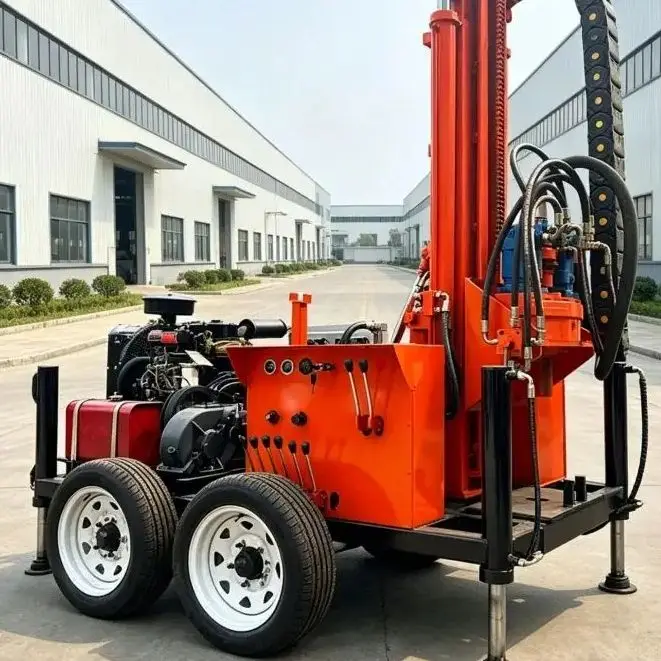Customized Crawler Pneumatic Water Well Drilling Rig, Percussion Rock Drilling Equipment for Field Engineering Water Intake