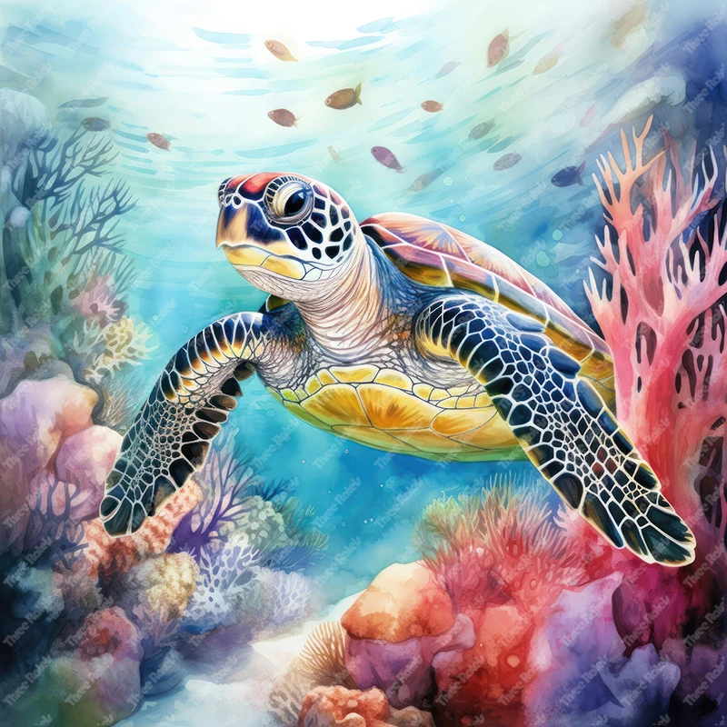 Three Ratels QMH69 Beautiful deep-sea turtle animal stickers for home decoration bathroom waterproof self-adhesive