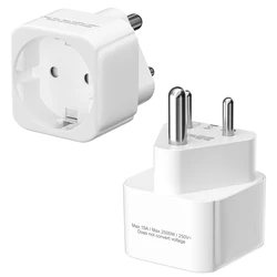2pcs India Travel Adapter, Germany EU to India Travel Plug Converter AC Power Outlet Adapter Type D for India Sri Lanka Nepal