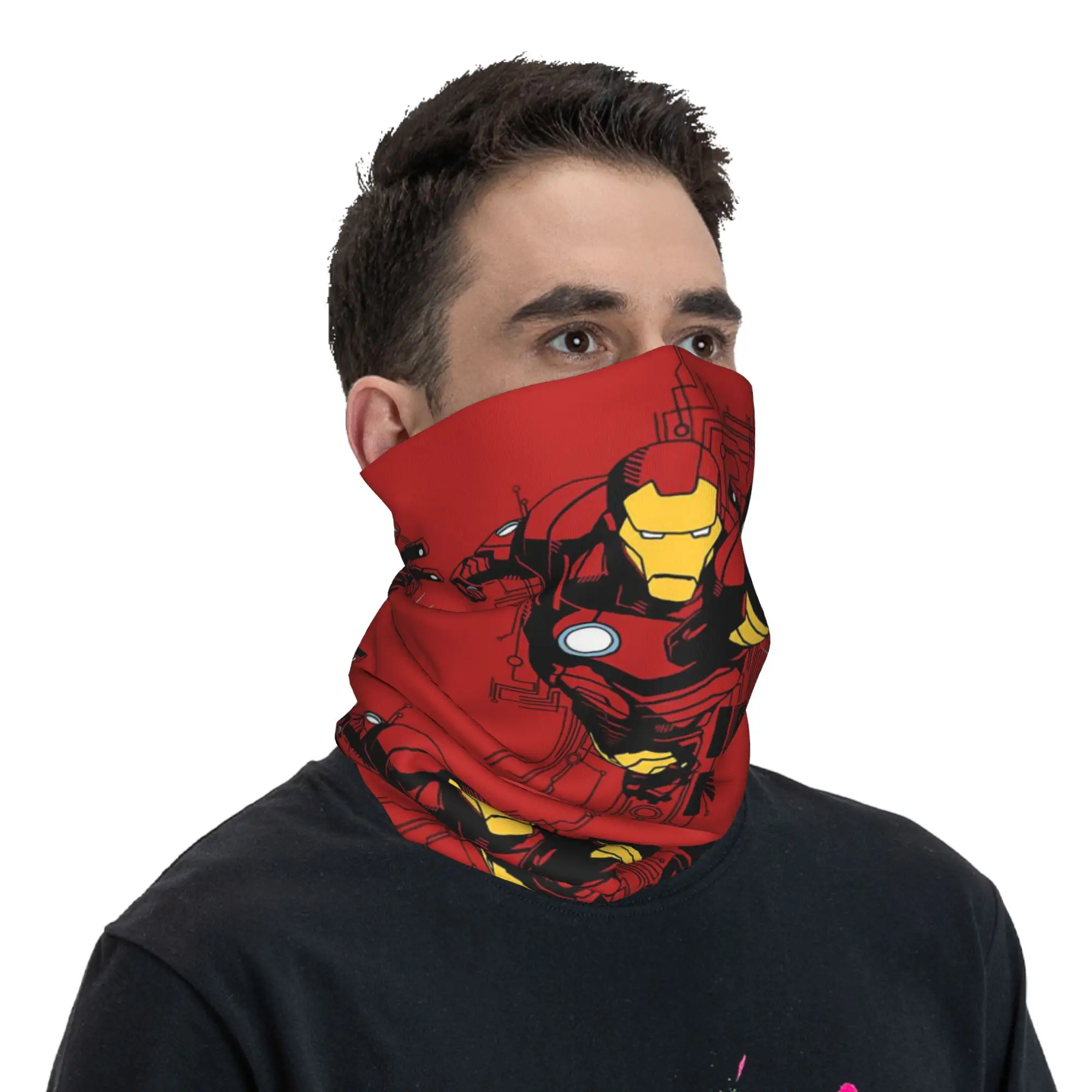 Custom Iron Man Movie Retro Poster Bandana Neck Gaiter for Ski Hunting Women Men Wrap Scarf  Headband Warmer