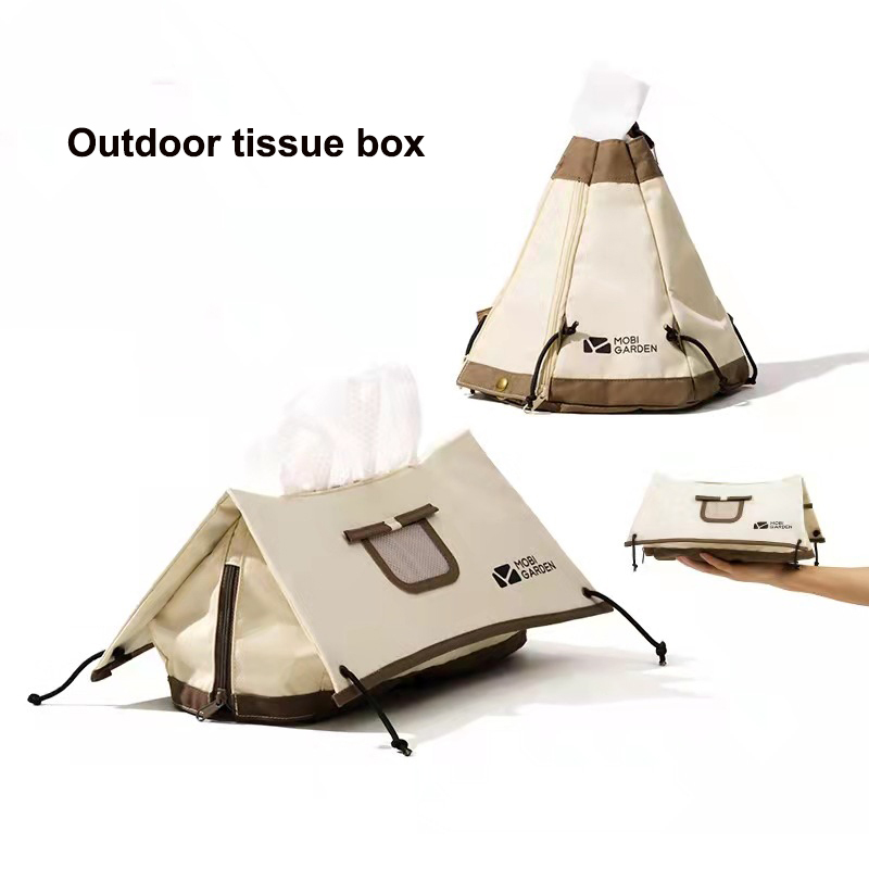 Camping paper box tent shaped tissue cotton box storage box dining table outdoor household storage paper bag