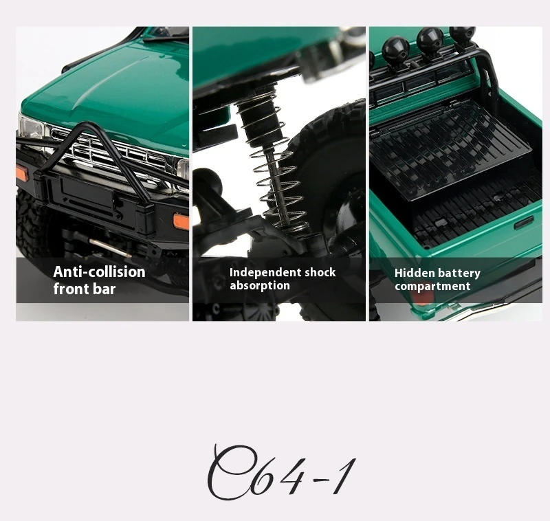 ของเล่นเด็กรีโมทคอนโทรลรถ C64-1 Toyota รถกระบะสี่ล้อไดรฟ์รถปีนเขา Off-Road สามารถดัดแปลงเป็นของขวัญ