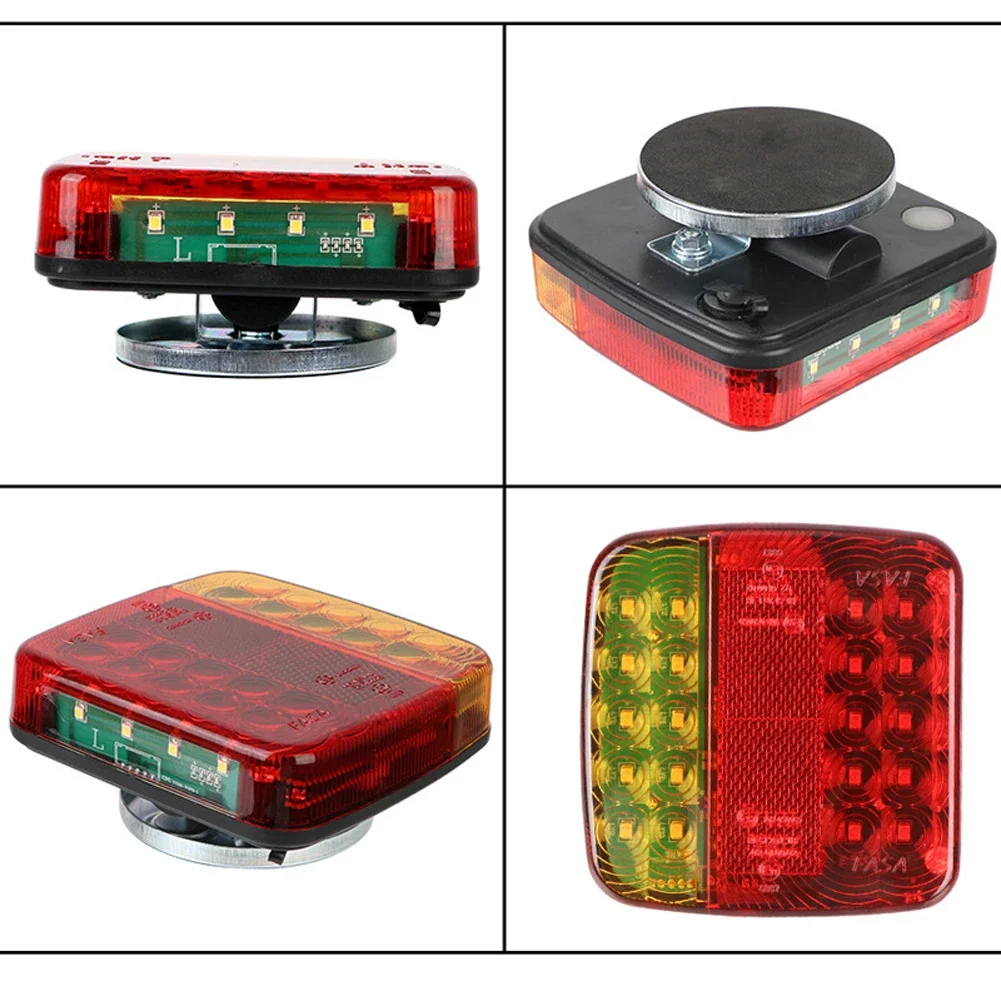 Wireless Magnetic Truck Taillights Rechargeable Reflective Lens Brake Lights LED Rear Tail Turn for Caravans Campers Lorry RV