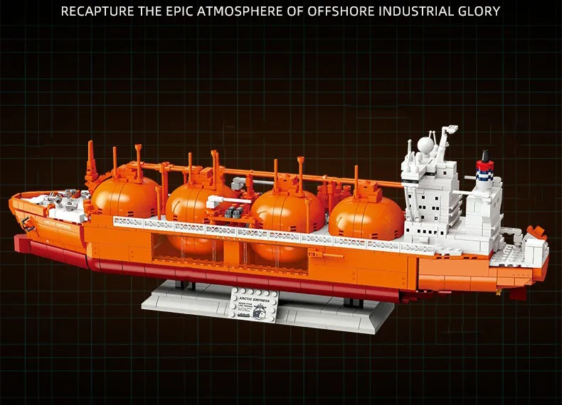 Idea Boat Baustein-Set MOSS-Typ LNG-Vesselträger Schiffsmodell-Bausatz Konstruktions-Bausteine Sammlerstück Heimdekoration als Geschenk – Detail 6