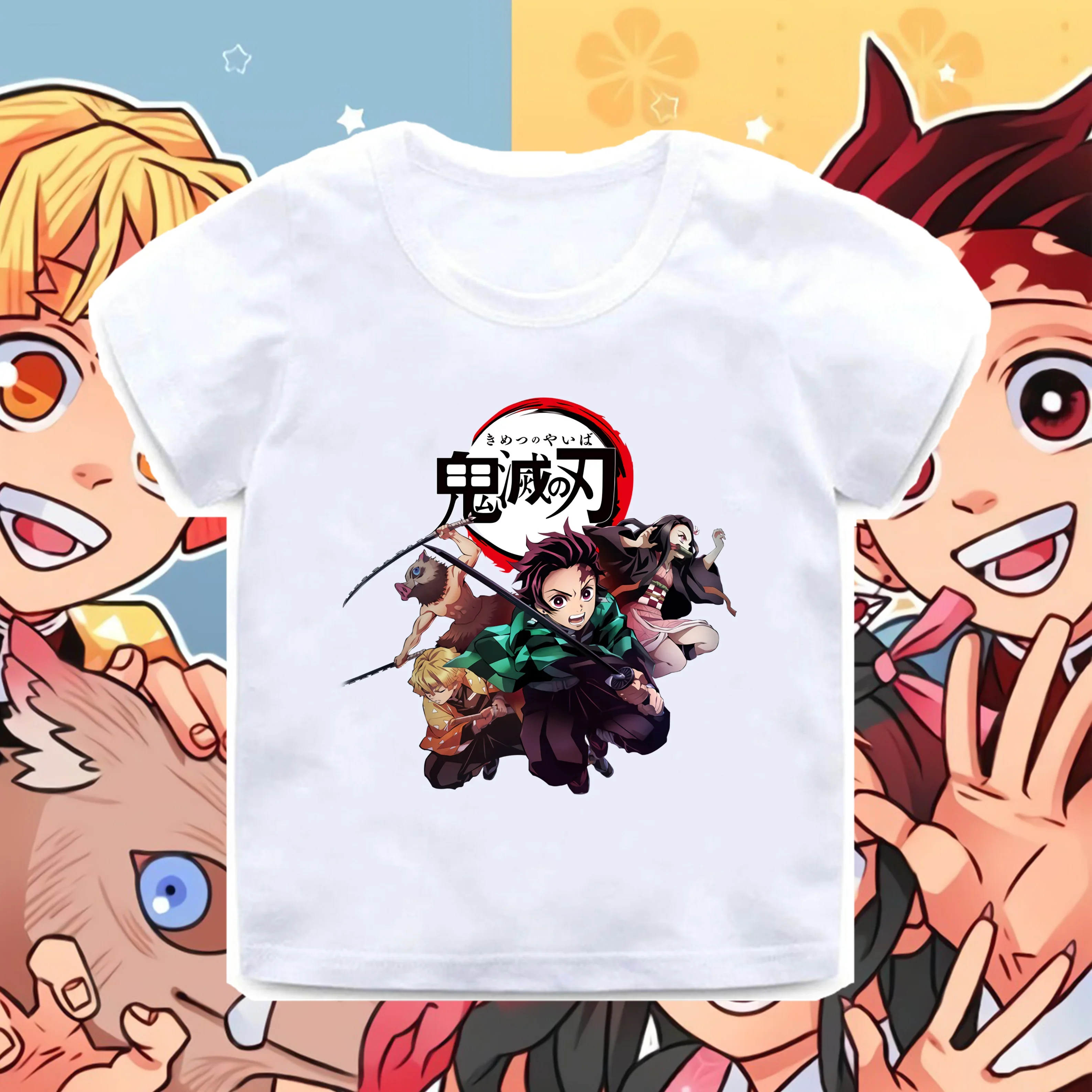 Demon Slayer T Shirt Kids Kawaii Blade of Ghost Graphic T-shirt Kimetsu No Yaiba Anime Demon Blade Boys Girls T shirt,HKP5392